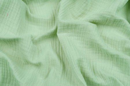 Ткань плательно-блузочная муслин однотонный, Maks Style, хлопок 100%, цвет зеленый, арт. 1162 D-11