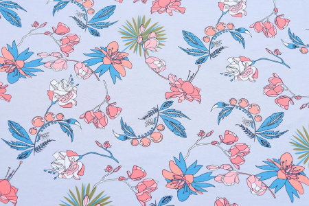 Ткань плательно-блузочная вискоза нейлон, Maks Style, вискоза 80%, нейлон 20%, цветочный принт, арт. MS- 4202 D- 201 С- 2