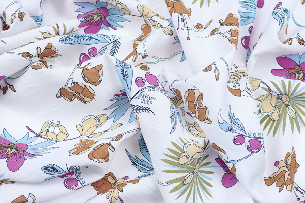 Ткань плательно-блузочная вискоза нейлон, Maks Style, вискоза 80%, нейлон 20%, цветочный принт, арт. MS- 4202 D- 201