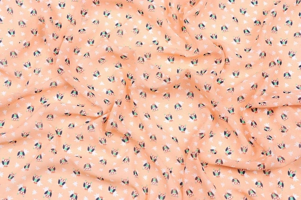 Ткань плательно-блузочная шифон, Maks Style, совы, арт. 2493 D-16 C-1