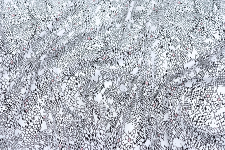 Ткань плательно-блузочная штапель, Maks Style, вискоза 100%, цвет ткани белый, рисунок черный, арт. MS- 2208 D-7 C-1