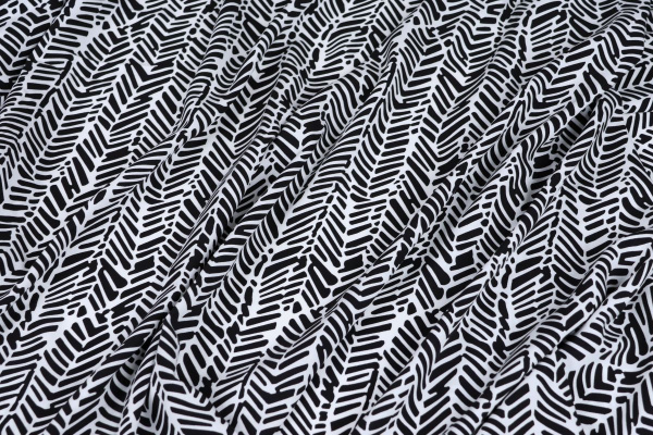 Ткань плательно-блузочная штапель, Maks Style, вискоза 100%, абстракция черно-белая, арт. MS- 1226 D- 15 C- 2