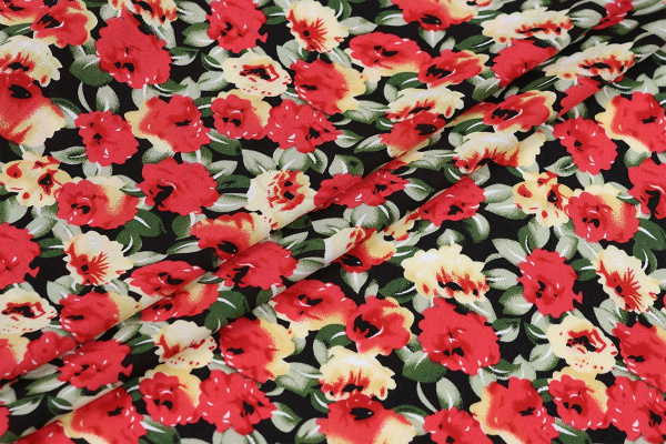 Ткань плательно-блузочная штапель, Maks Style, вискоза 100%, цветочный принт, арт. MS-1237 D-LZD621039 C-3