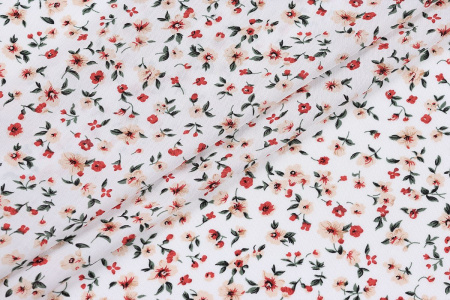 Ткань плательно-блузочная штапель, Maks Style, вискоза 100%, цветочный принт, арт. MS- 2201 D-26