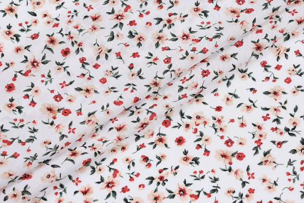 Ткань плательно-блузочная штапель, Maks Style, вискоза 100%, цветочный принт, арт. MS- 2201 D-26
