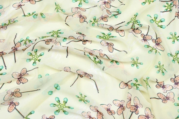 Ткань плательно-блузочная шифон,  Maks Style, цветочный принт, арт 2493 D-14 C-2