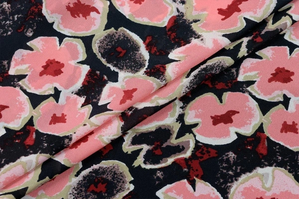 Ткань плательно-блузочная шифон, Maks Style, цветочный принт, арт. 4197-19 D-117846