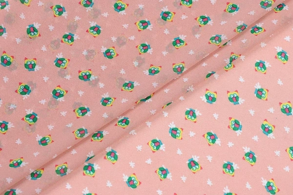 Ткань плательно-блузочная шифон, Maks Style, совы, арт. 2493 D-16 C-2