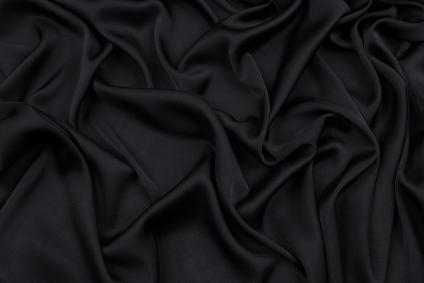 Ткань плательно-блузочная однотонная Армани шелк, Maks Style, цвет черный, арт 1132 D-29