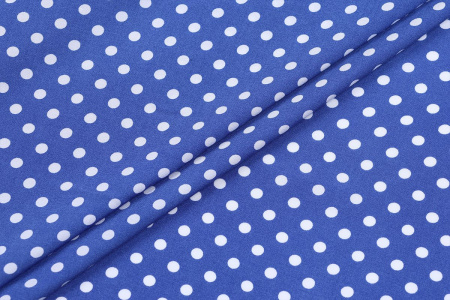 Ткань плательно-блузочная штапель, Maks Style, вискоза 100%, синий принт горох, арт. MS- 1146 D-30 С-4
