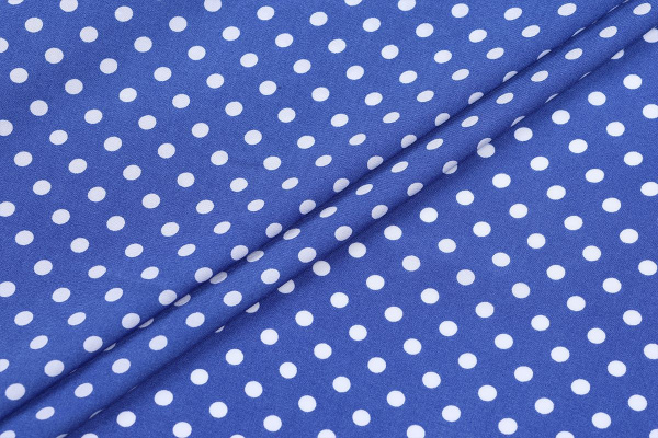 Ткань плательно-блузочная штапель, Maks Style, вискоза 100%, синий принт горох, арт. MS- 1146 D-30 С-4