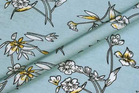 Ткань плательно-блузочная вискоза нейлон, Maks Style, вискоза 80%, нейлон 20%, цветочный принт, арт. MS- 1120 D- 6 С- 2