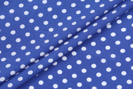 Ткань плательно-блузочная штапель, Maks Style, вискоза 100%, синий принт горох, арт. MS- 1146 D-30 С-4