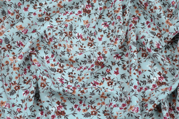 Ткань плательно-блузочная штапель, Maks Style, вискоза 100%, цветочный принт, арт. MS- 1233 D-8