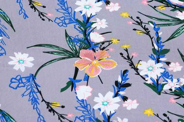 Ткань плательно-блузочная штапель, Maks Style, вискоза 100%, цветочный принт, арт. MS-1237 D-LZD621084 C-2