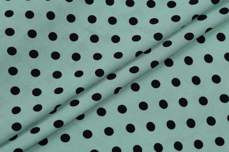 Ткань плательно-блузочная штапель, Maks Style, вискоза 100%, зеленый принт горох, арт. MS- 1146 D-28 С-1