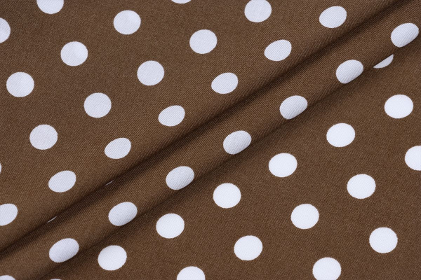 Ткань плательно-блузочная штапель, Maks Style, вискоза 100%, коричневый принт горох, арт. MS- 1146 D-29 С-8