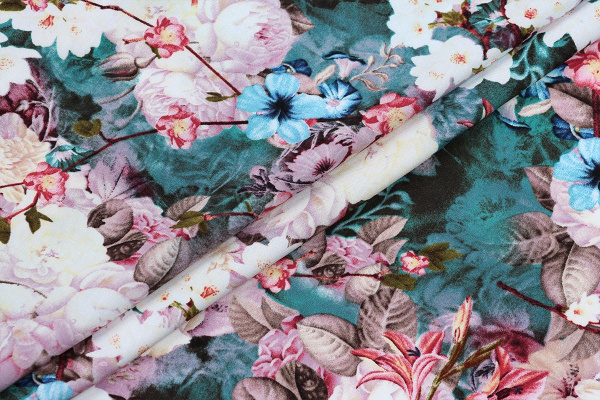 Ткань плательно-блузочная штапель, Maks Style, вискоза 100%, цветочный принт, арт. MS- 1215 D-1