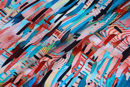 Ткань плательно-блузочная штапель, Maks Style, вискоза 100%, абстракция акварель, арт. MS- 3721 D-2