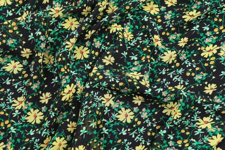 Ткань плательно-блузочная шифон, Maks Style, цветочный принт, арт. MS- 1234 D-30 C-1