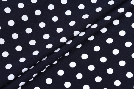 Ткань плательно-блузочная штапель, Maks Style, вискоза 100%, темно-синий принт горох, арт. MS- 1146 D-29 С-1