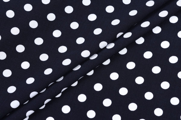 Ткань плательно-блузочная штапель, Maks Style, вискоза 100%, темно-синий принт горох, арт. MS- 1146 D-29 С-1