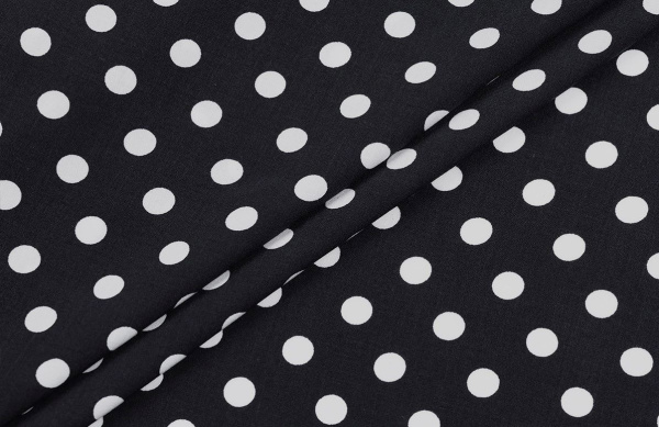 Ткань плательно-блузочная штапель, Maks Style, вискоза 100%, черный принт горох, арт. MS- 1146 D-29 С-3
