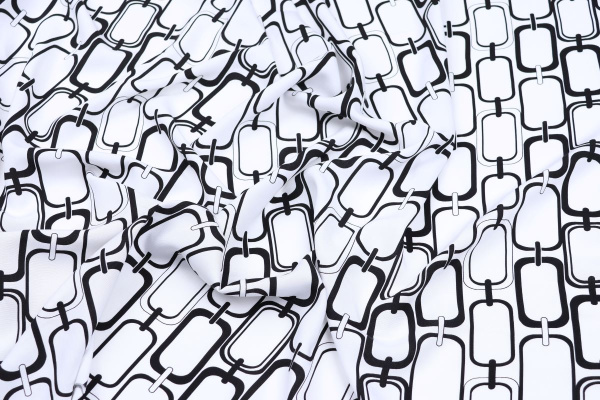 Ткань плательно-блузочная штапель, Maks Style, вискоза 100%, цвет ткани белый, цепи, арт. MS- 1226 D-17 C-1