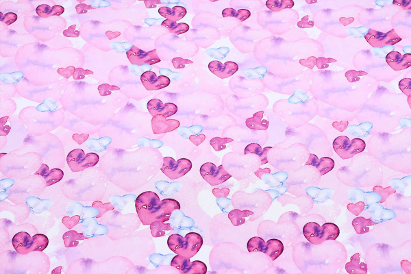 Ткань плательно-блузочная штапель, Maks Style, вискоза 100%, сердечки, цвет розовый, арт. MS- 2202 D- 21