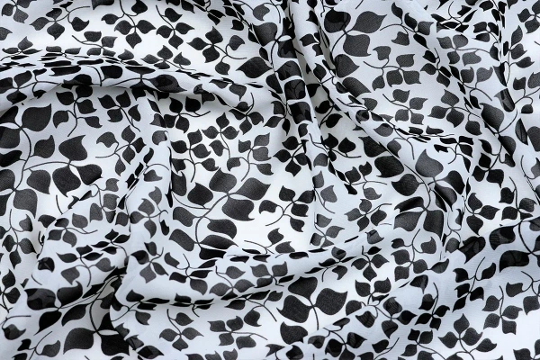 Ткань плательно-блузочная шифон,  Maks Style, листья, арт 3270 D-11