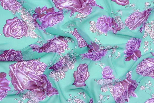 Ткань плательно-блузочная шифон,  Maks Style, цветочный принт, арт 3778 D-1009990 C-1