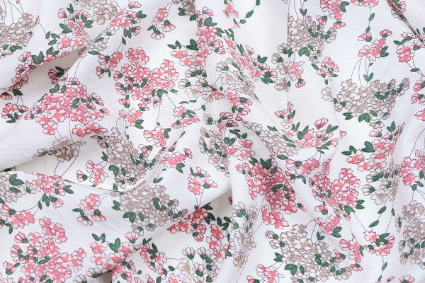 Ткань плательно-блузочная вискоза нейлон, Maks Style, вискоза 80%, нейлон 20%, цветочный принт, арт. MS- 1120 D- 5 С- 1