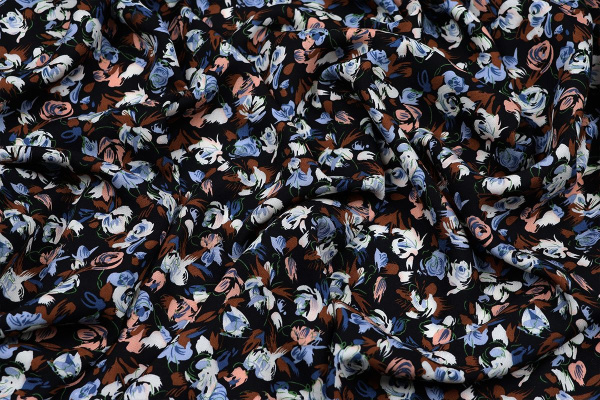 Ткань плательно-блузочная штапель, Maks Style, вискоза 100%, цветочный принт, арт. MS-1180 D-5