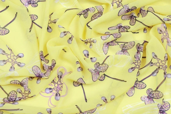 Ткань плательно-блузочная шифон,  Maks Style, цветочный принт, арт 2493 D-14 C-1