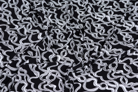 Ткань плательно-блузочная штапель, Maks Style, вискоза 100%, абстракция черно-белая, арт. MS- 1226 D- 18/19 C- 2