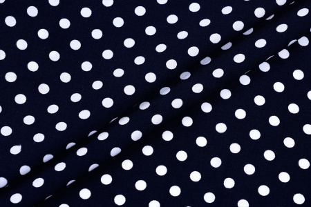 Ткань плательно-блузочная штапель, Maks Style, вискоза 100%, темно-синий принт горох, арт. MS- 1146 D-30 С-1