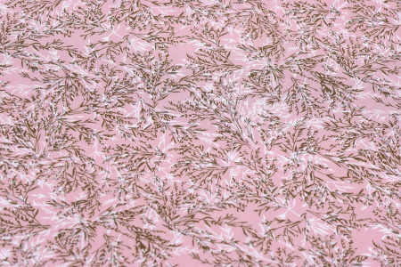 Ткань плательно-блузочная штапель, Maks Style, вискоза 100%, растительный принт розовый, арт. MS-1237 D-LZD621060 C-2