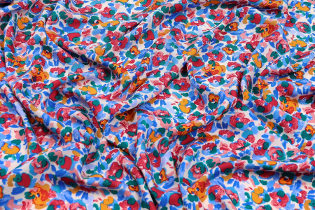 Ткань плательно-блузочная штапель, Maks Style, вискоза 100%, цветочный принт акварель, арт. MS-1237 D-LZD621048 С-2