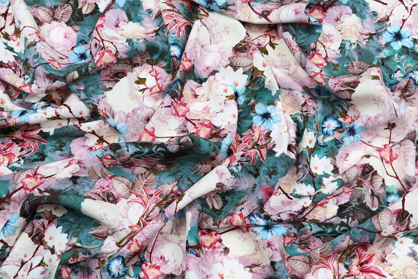 Ткань плательно-блузочная штапель, Maks Style, вискоза 100%, цветочный принт, арт. MS- 1215 D-1