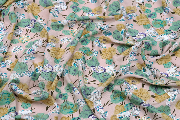 Ткань плательно-блузочная штапель, Maks Style, вискоза 100%, цветочный принт розовый, арт. MS-1237 D-LZD621057 C-2