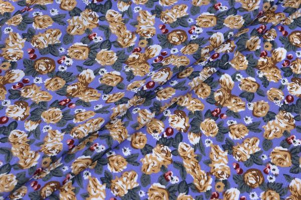 Ткань плательно-блузочная штапель, Maks Style, вискоза 100%, цветочный принт, арт. MS-1180 D-4