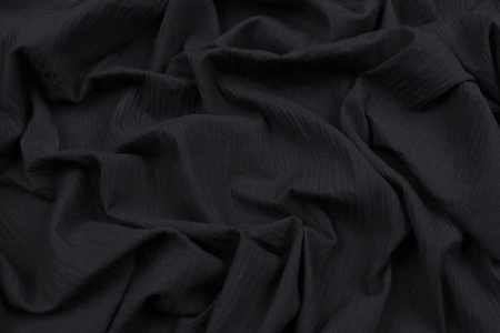 Ткань плательно-блузочная марлевка однотонная, Maks Style, хлопок 100%, цвет черный, арт. 1114 D-7