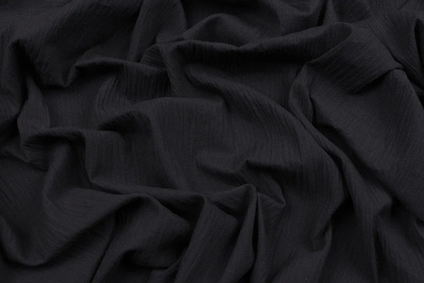 Ткань плательно-блузочная марлевка однотонная, Maks Style, хлопок 100%, цвет черный, арт. 1114 D-7