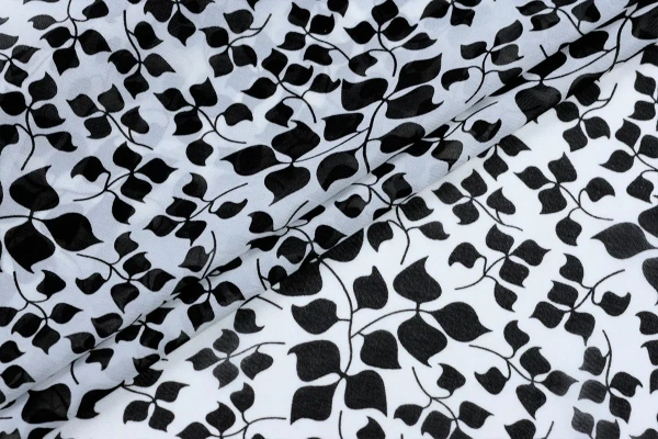 Ткань плательно-блузочная шифон,  Maks Style, листья, арт 3270 D-11