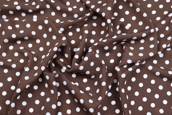 Ткань плательно-блузочная штапель, Maks Style, вискоза 100%, шоколадный принт горох, арт. MS- 1146 D-29 С-7