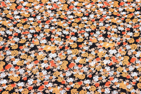 Ткань плательно-блузочная штапель, Maks Style, вискоза 100%, цветочный принт черный, арт. MS-1237 D-LZD621077 С-4