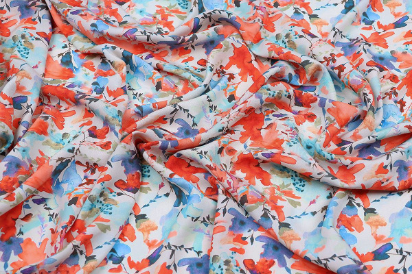 Ткань плательно-блузочная штапель, Maks Style, вискоза 100%, абстракция на сером фоне, арт. MS- 1192 D- 1