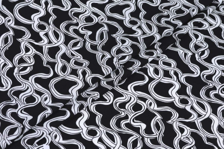 Ткань плательно-блузочная штапель, Maks Style, вискоза 100%, абстракция черно-белая, арт. MS- 1226 D- 18/19 C- 2