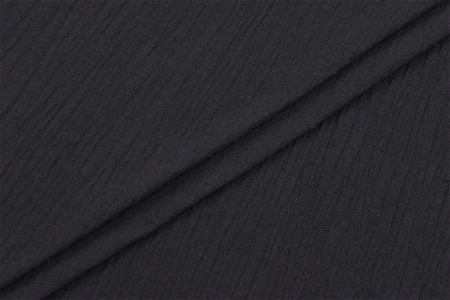 Ткань плательно-блузочная марлевка однотонная, Maks Style, хлопок 100%, цвет черный, арт. 1114 D-7