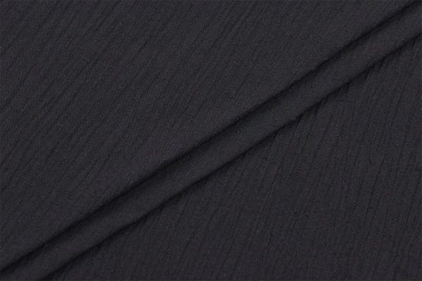 Ткань плательно-блузочная марлевка однотонная, Maks Style, хлопок 100%, цвет черный, арт. 1114 D-7